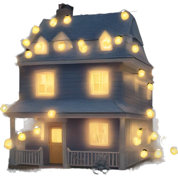 A house full of Christmas lights ￼ emoji