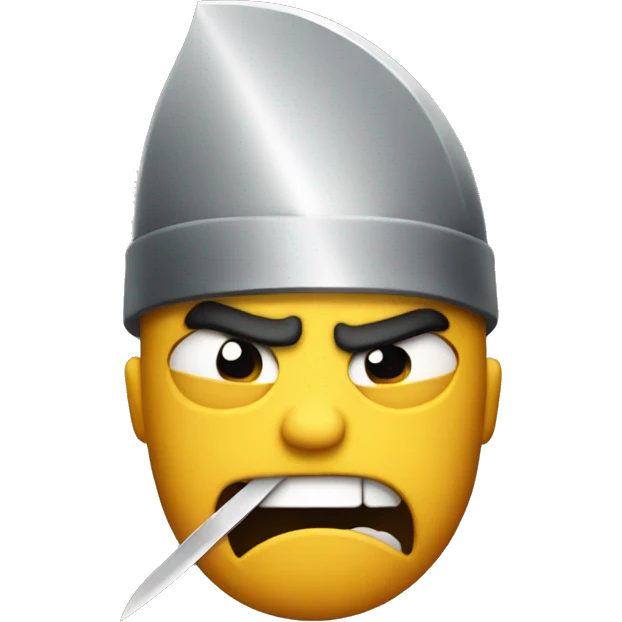 Angry emoji with knife emoji