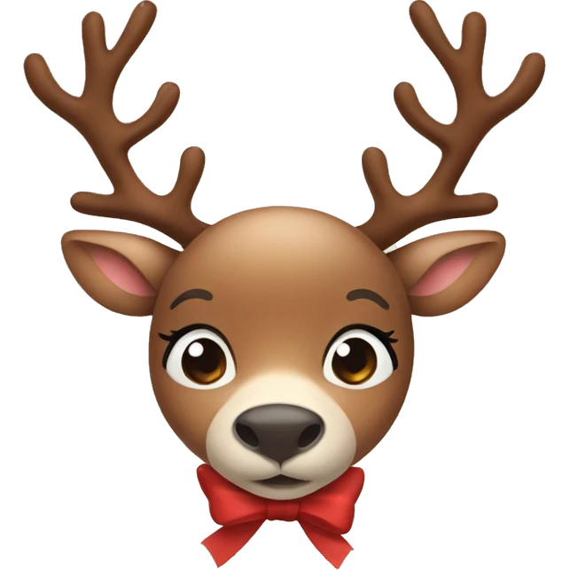 Cute reindeer with brown bow emoji