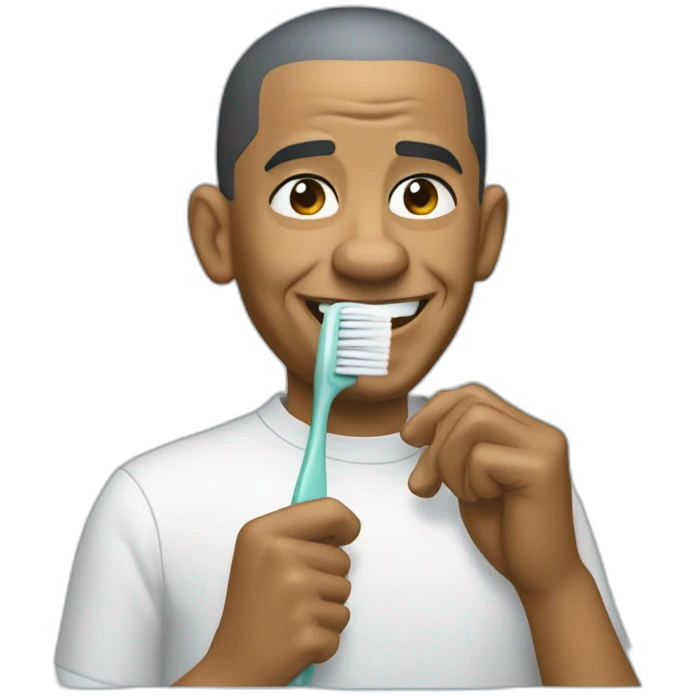 Barack Obama brushing his hair with a toothbrush emoji