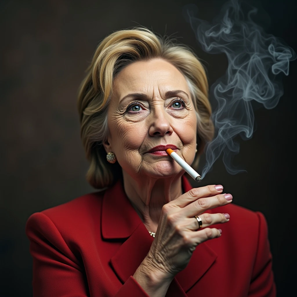 Hillary clinton smoking a cig emoji