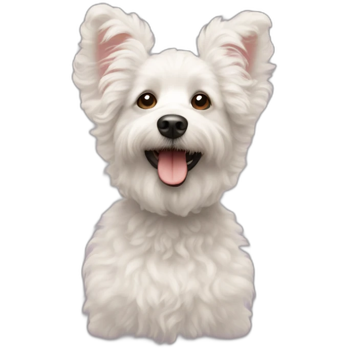 caniche white curly ears up happy face emoji