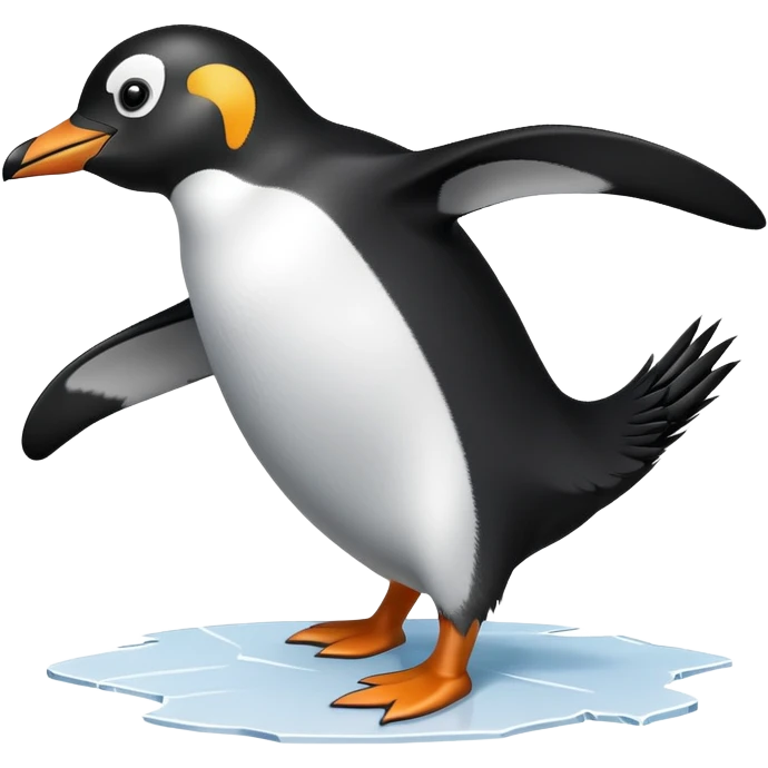 penguin slipping and falling with startled expression emoji