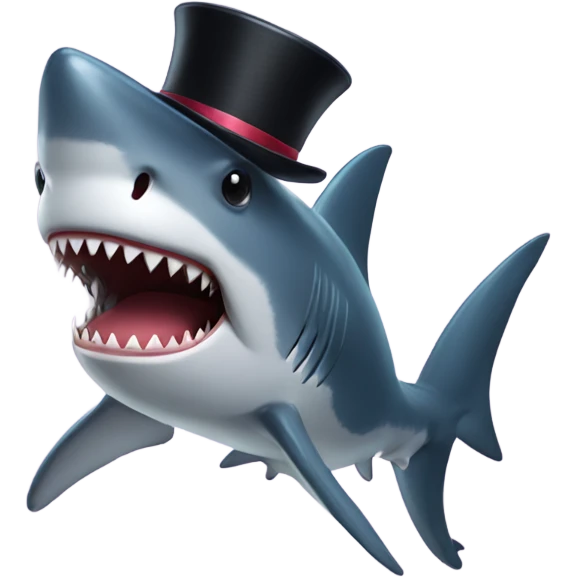 Shark with a top hat emoji
