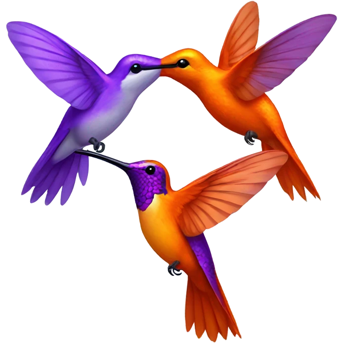 Orange Hummingbird and purple hummingbird emoji