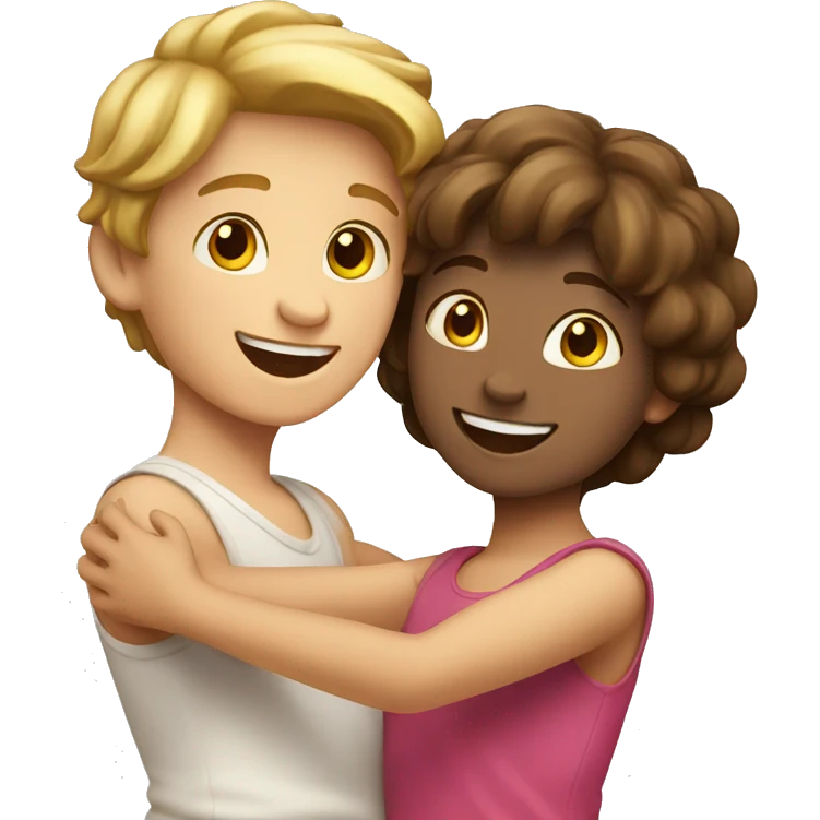 Happy fair skin boy and girl dancing together  emoji