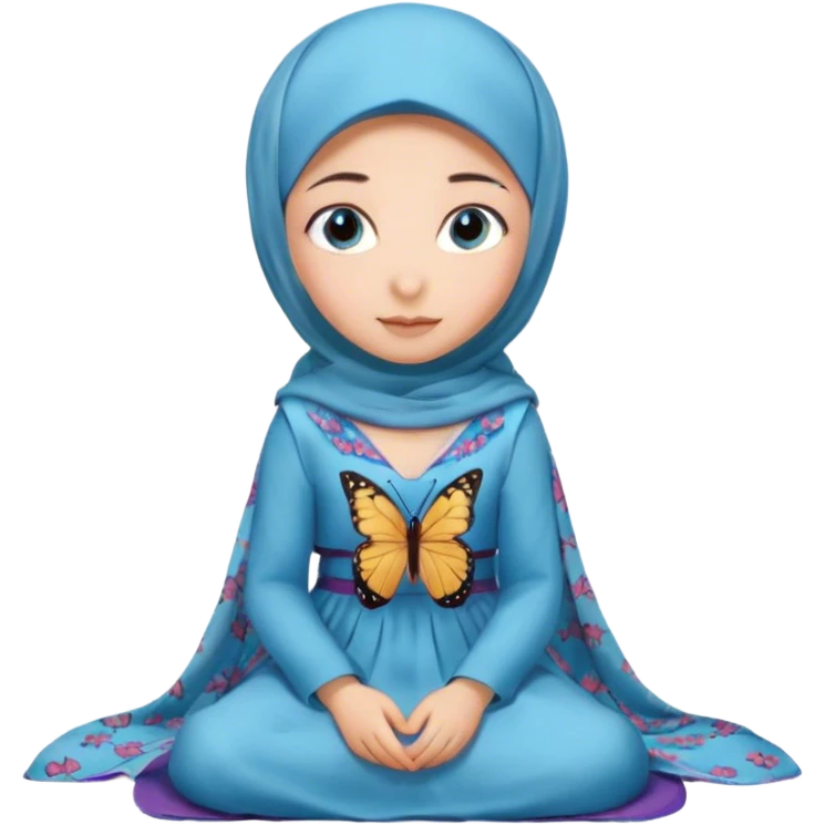 Turkish beautiful finish Konya girl blue eyes with hijab and butterfly dress long tailed on the floor  emoji
