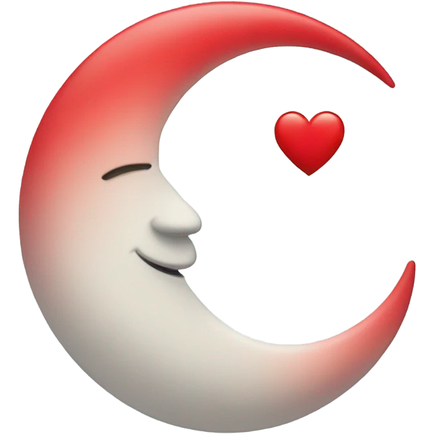 crescent white moon with red heart emoji