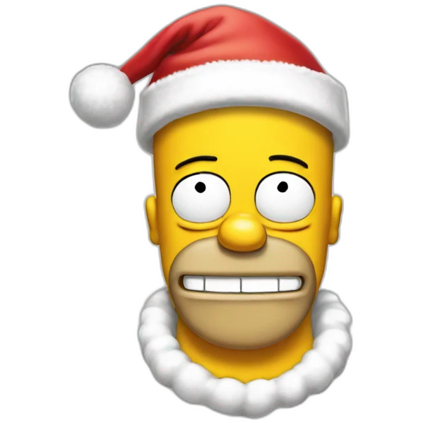 homer simpson with a Christmas hat emoji