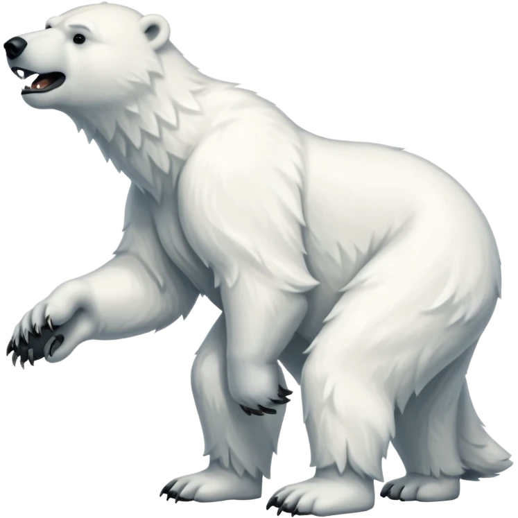 Polar bear with a wolf’s tail, fluffy neck fur, and long downward pointing tusks emoji