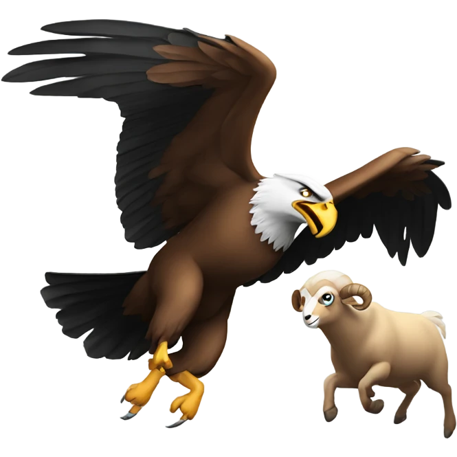 Eagle chasing a scared ram emoji