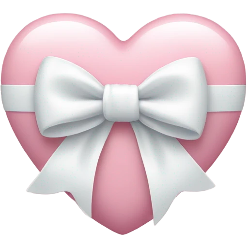 Pastel pink heart with white bow emoji