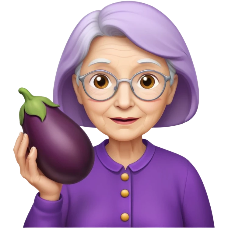 uma velha a agarrar uma beringela  emoji