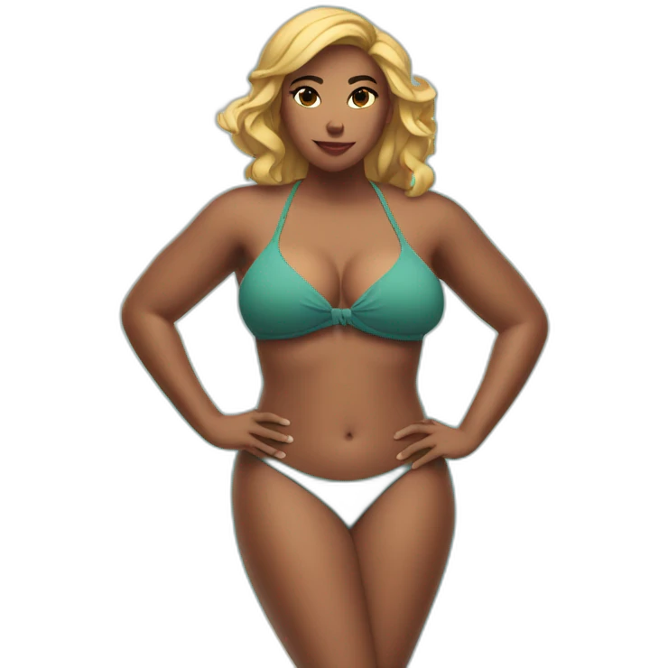 Slim-thicc woman bikini hands on hips pose (beach body) emoji