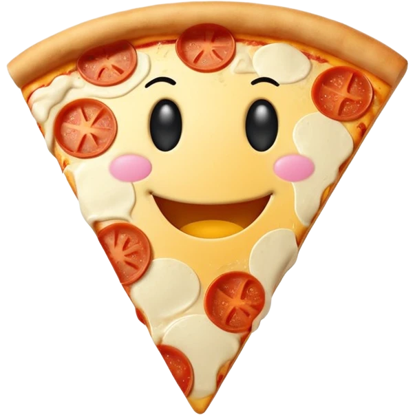 A pizza slice emoji with a smiley face. emoji