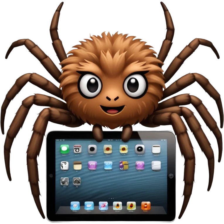 cute spider using an iPad to code emoji