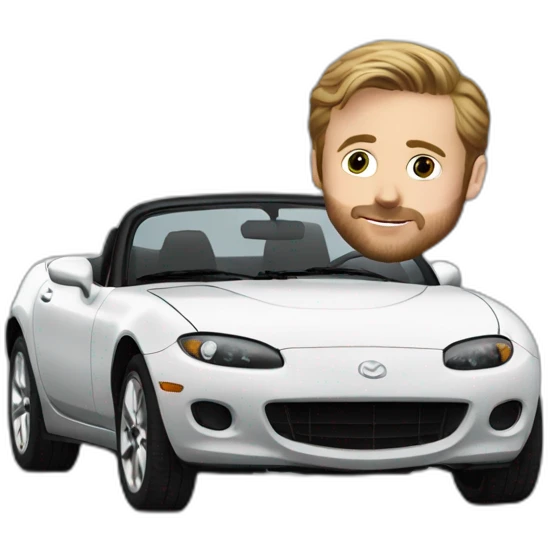 Ryan gosling driving Mazda miata emoji