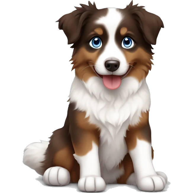 brown, white and fire with blue eyes mini australian shepherd sitting emoji
