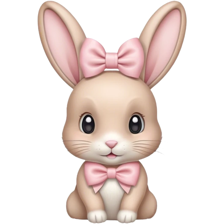 Beige bunny with a light pink bow on its head emoji