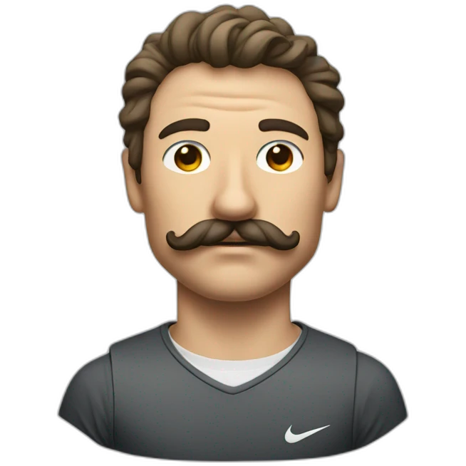 man with big mustach and edgar cut wear nike tech emoji