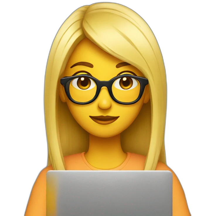 Chica con lentes y laptop emoji