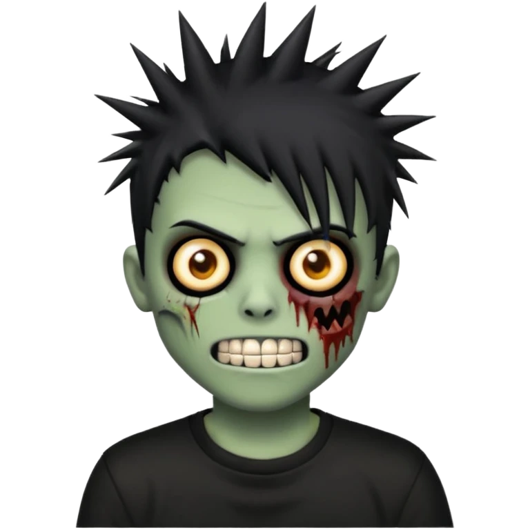 zombie emo boy with spiky hair and good grillz with a black shirt emoji