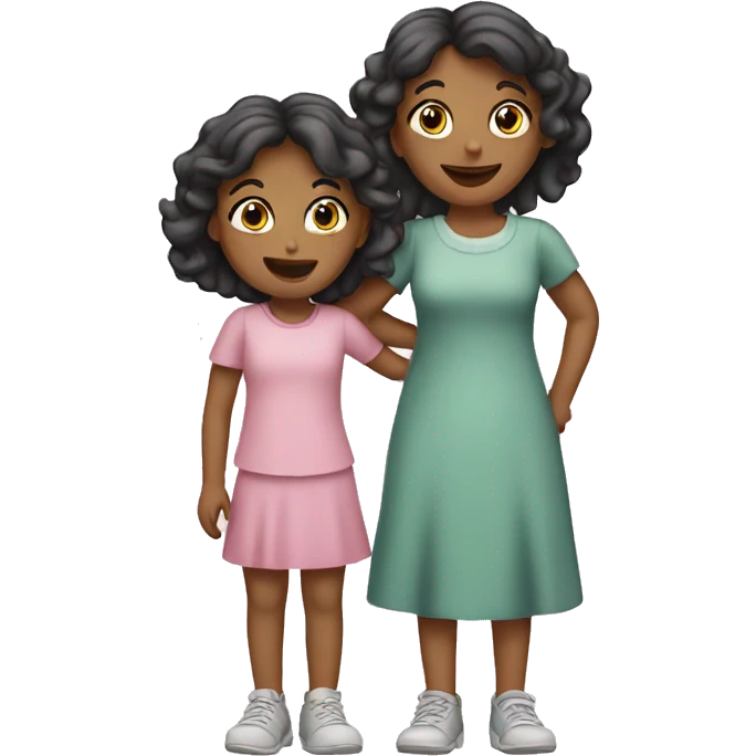 two little girls with mother emoji