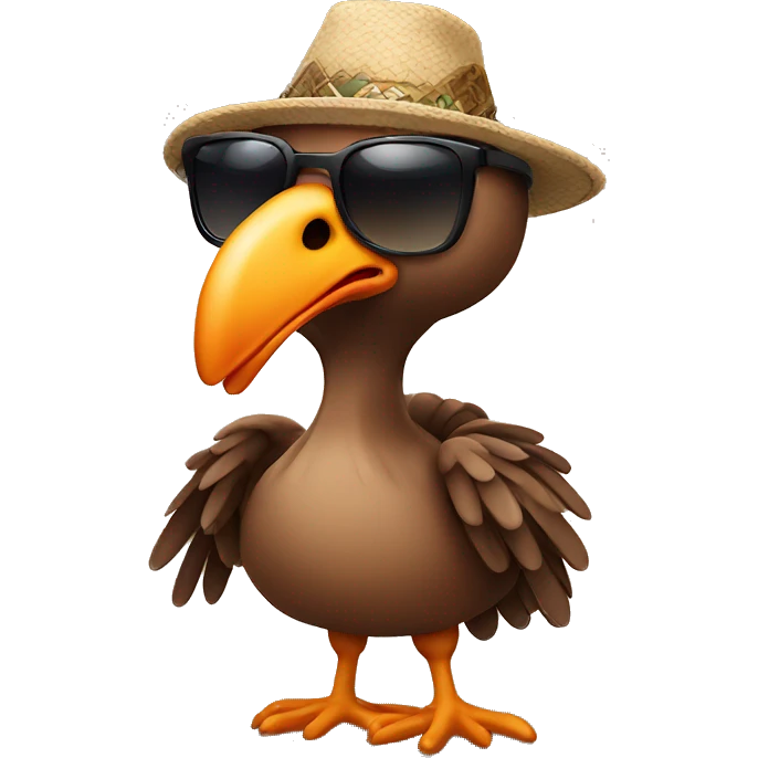 Turkey with hat and sunglasses  emoji