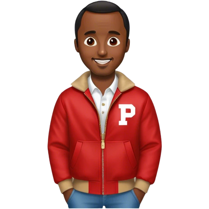P diddy doing a pose full body red jacket  emoji