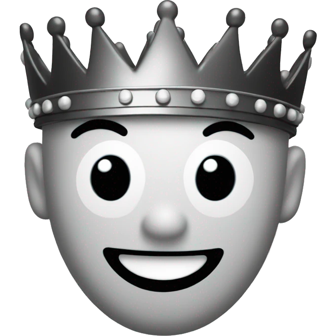 a black and white smiley face wearing a full color crown emoji