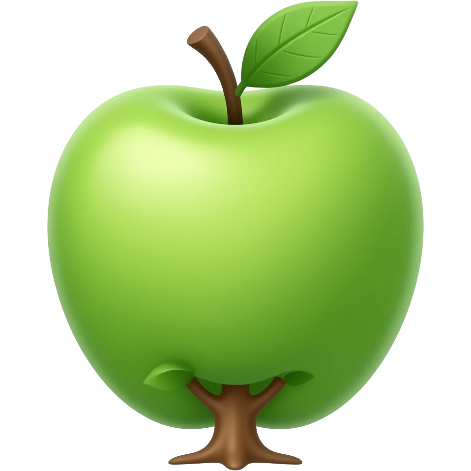 Apple-style healthy tree, round soft green canopy. No pot, no ground — only the tree. Plain green leaves, no fruits or flowers. Flat 3D vector, clean shapes, no gradients. emoji