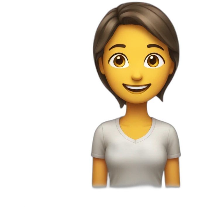 Engaging girl emoji with a radiant smile, expressive eyes, and a hint of a soothing voice. emoji