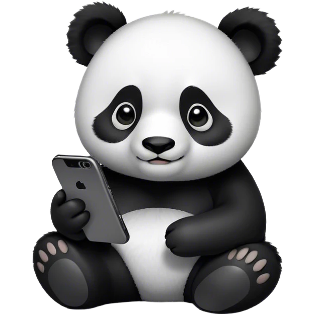 panda studying in his smartphone emoji
