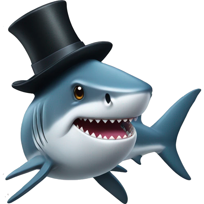 Shark with a top hat emoji
