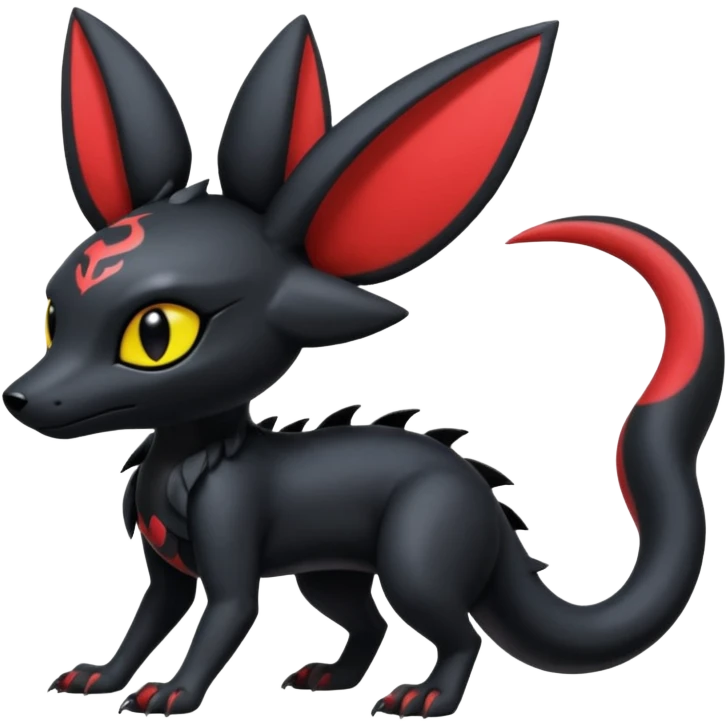 Shiny Dark Edgy Gothic Gloomy Futuristic Salandit-Umbreon-Noibat-Litten-Hybrid (Full body) emoji