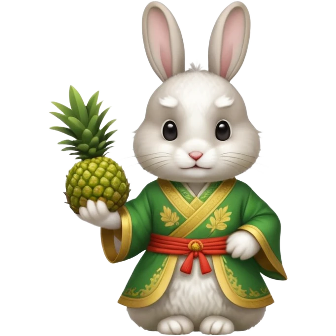 rabbit, wearing green chinese ancient custome, with pine apple emoji