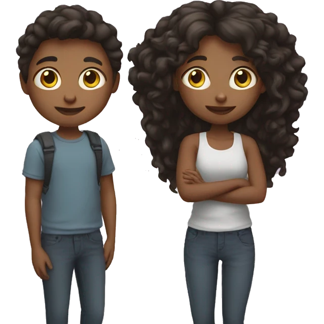 Girl and boy with pose emoji