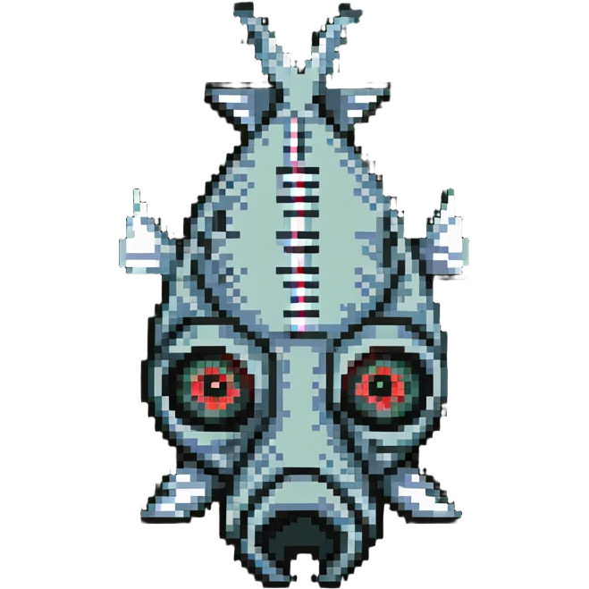 dead fish head logo with X eyes and a bone, fish head separated from body emoji