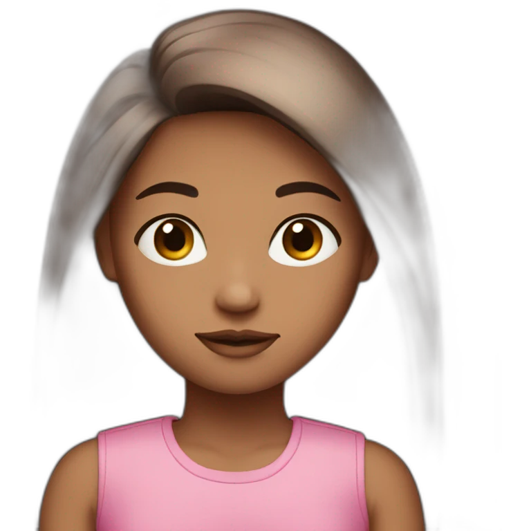 Pretty Darker girl with pink top and brown long straights hair  emoji