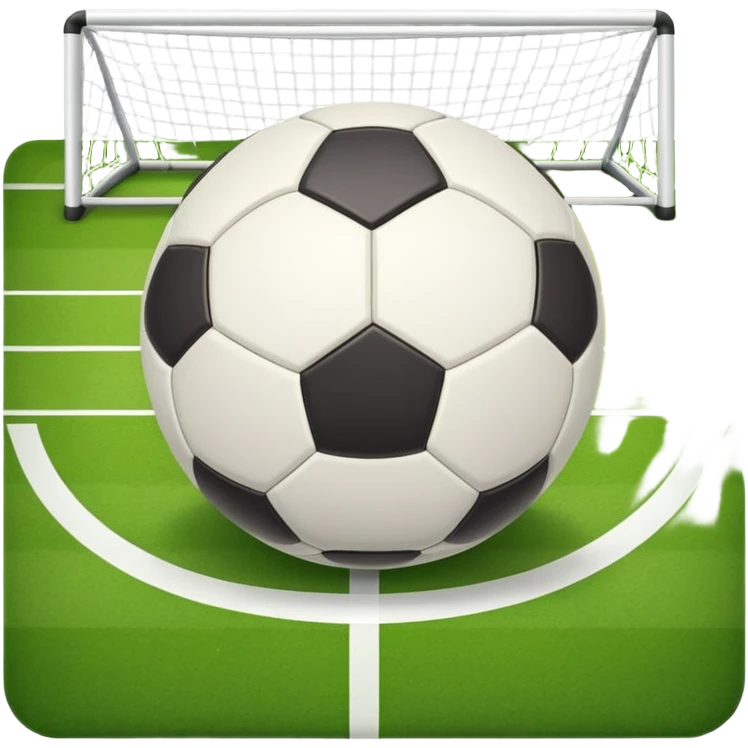Europian Football. A football resting on the grass of a soccer field, with goalposts and field markings in the background. The scene highlights the ball's position at the center of the action, emphasizing the competitive atmosphere and readiness for play. emoji