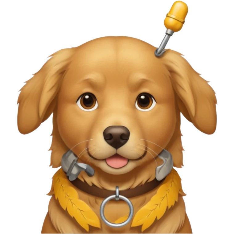 dog with a collar and a small whistle above emoji