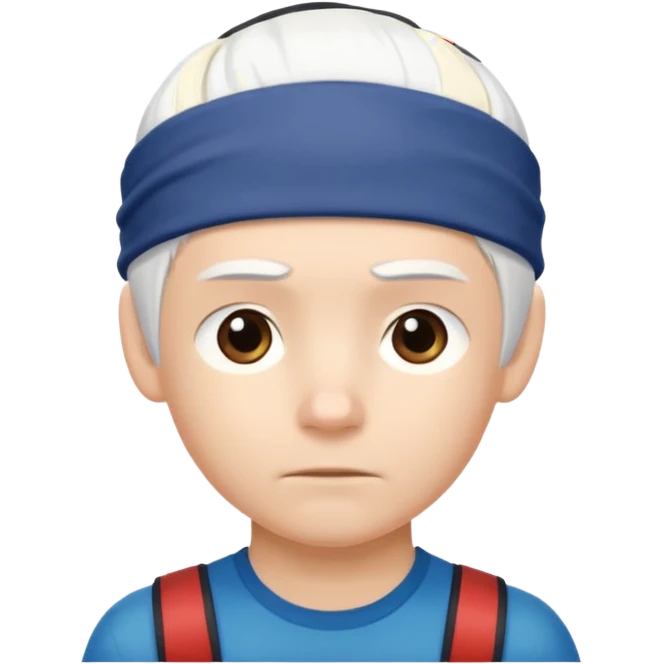 young climber boy with white hair and headband emoji