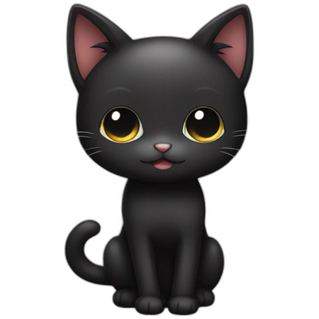 shy small black cat kawaii style full body emoji