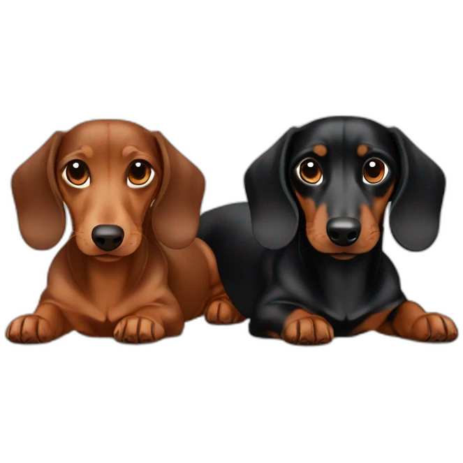 Brown dachshund adult and black and brown dachshund young emoji