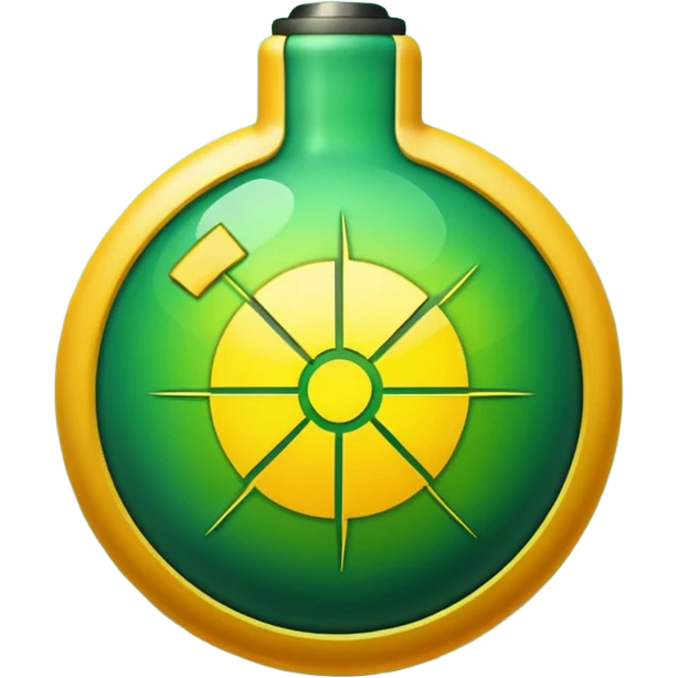 create a radioactive bomb emoji, which has a gradient of green to yellow, make the bomb have breaking patterns but isnt breaking, and make the bomb more digital instead of realistic, meaning it has a glitchy style emoji