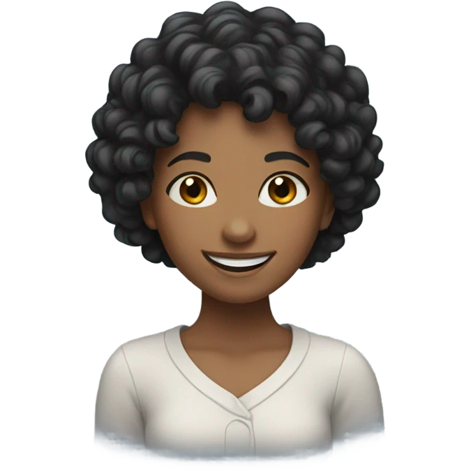 smiling girl with curly black hair emoji