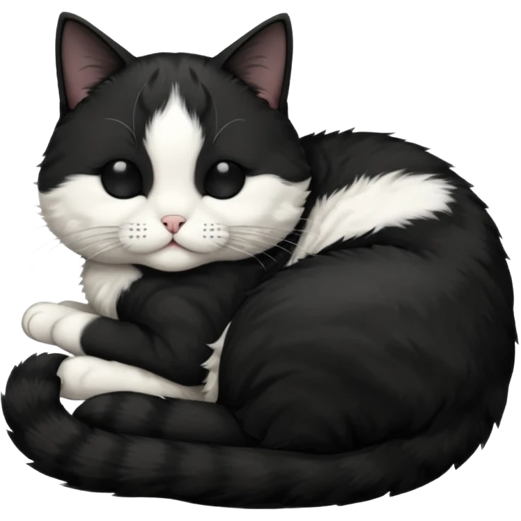 tuxedo short haired cat with his eyes closed sleeping emoji