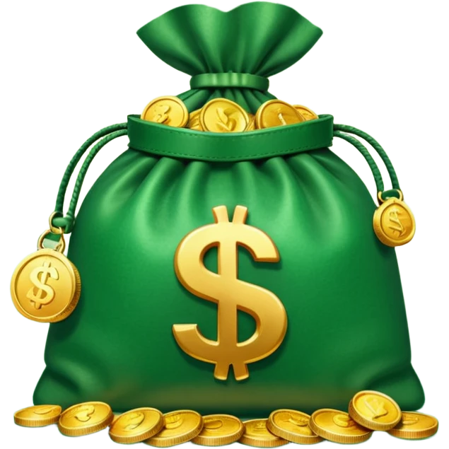 bag of money with play icon, coins at the side emoji