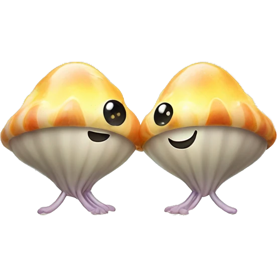 Two happy clams holding hands under party lights emoji
