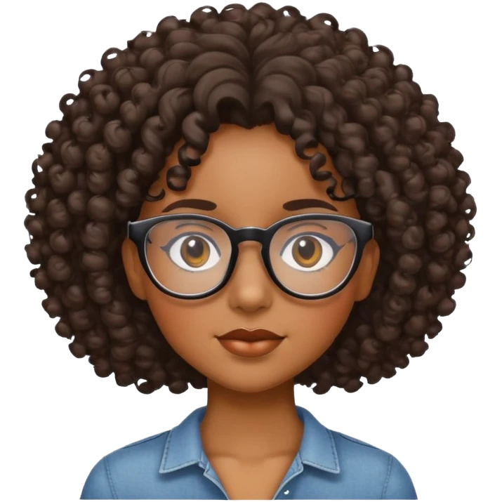 black girl with curly hair and glasses  emoji